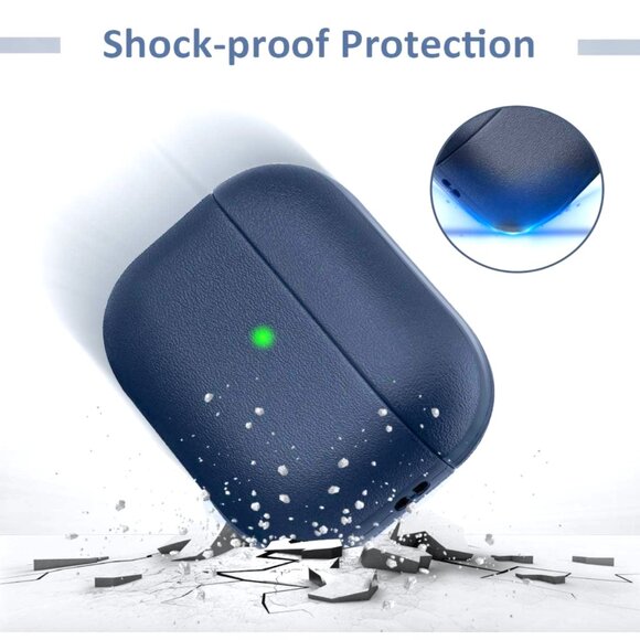 NWT NAVY BLUE Smooth Leather Case for Apple Airpods Pro 2 - Picture 7 of 9